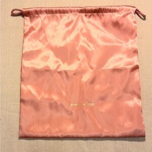 Authentic AMINA MUADDI Dust Bag Pink Satin Storage Drawstring 14" x 13”